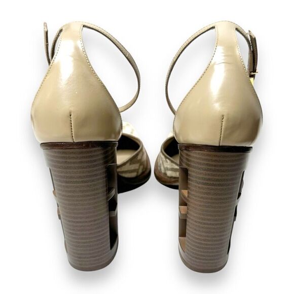 Fendi Monogram Jacquard FF-Logo Print Pointed Toe Ankle Strap High Heel Size 41 - Picture 9 of 13